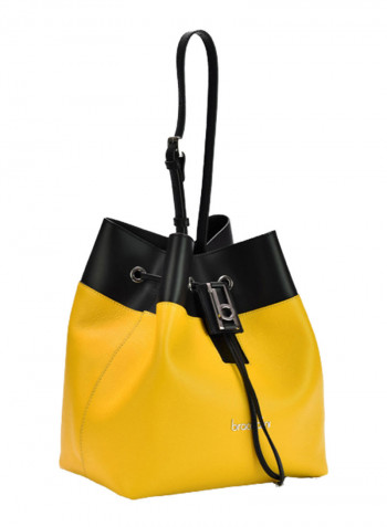 Hellen Colourblock Pattern Bucket Bag Black/Yellow