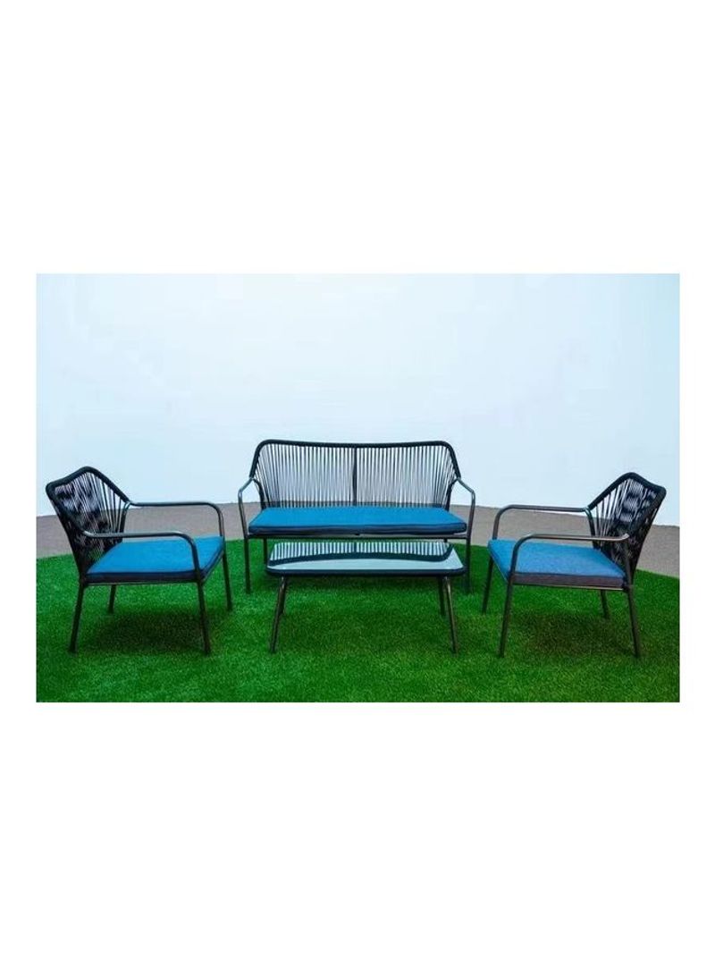 Sofa Set With Table Black/Blue