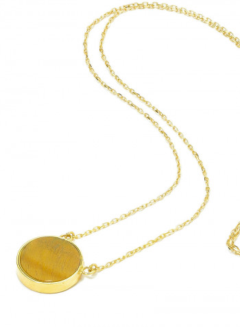 18 Karat Gold Tiger Eye Single Stone Necklace