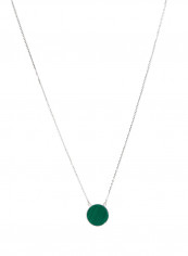 18 Karat White Gold Malachite Single Stone Necklace