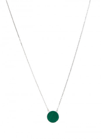 18 Karat White Gold Malachite Single Stone Necklace