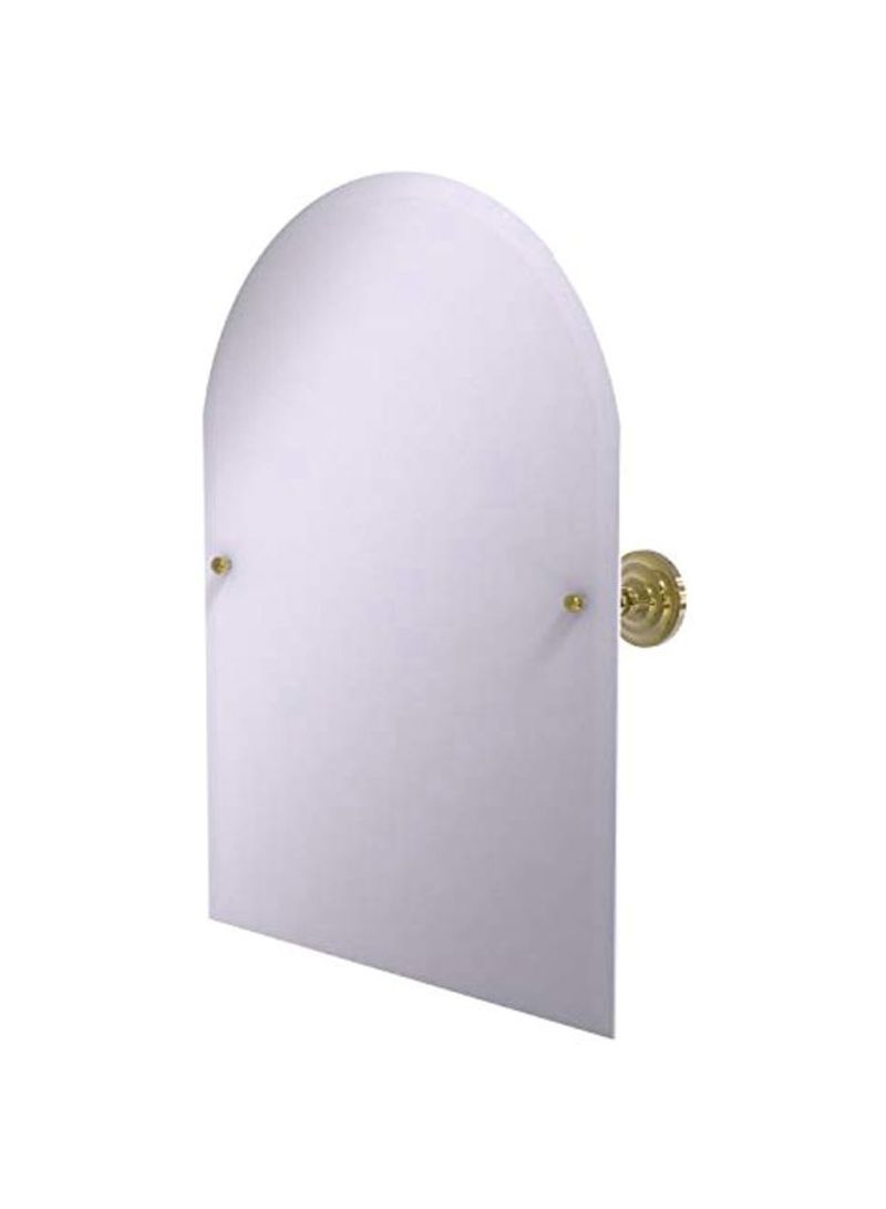 Frameless Arched Top Tilt Beveled Edge Wall Mirror White/Gold 21x29inch
