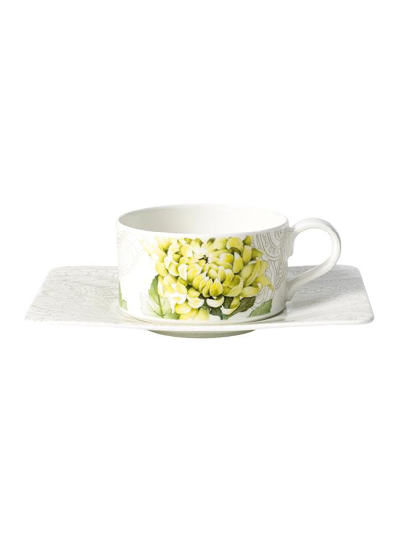 12-Piece Quinsai Garden Tea Cup And Saucer Set White/Grey/Green