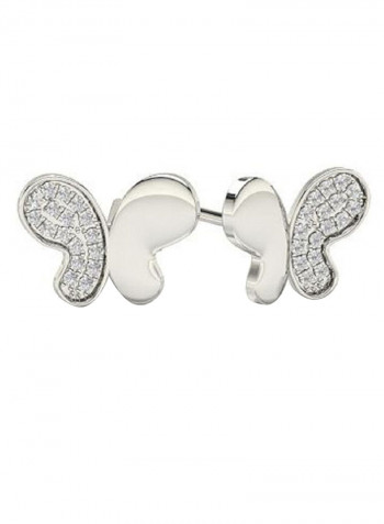 18K White Gold Butterfly Diamond Stud Earring