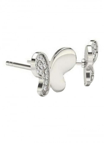 18K White Gold Butterfly Diamond Stud Earring