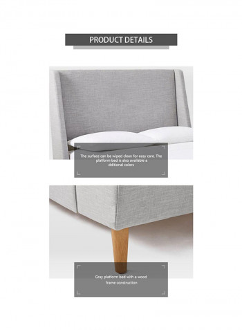 Nordic Solid Wood Double Bed Grey 120 x 190cm