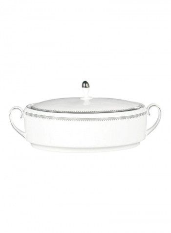Covered Vegetable Container White/Silver 1.5Quart