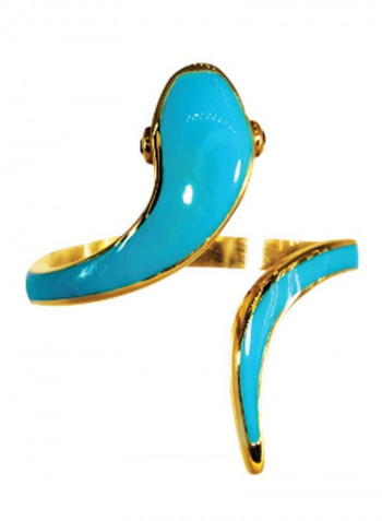 18K Blue Quartz with Enamel Gold Snake Ring