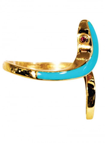 18K Blue Quartz with Enamel Gold Snake Ring