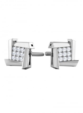 18K White Gold Exquisite Design Fatima Diamond Stud Earring