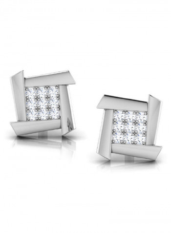 18K White Gold Exquisite Design Fatima Diamond Stud Earring