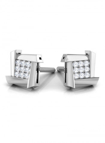 18K White Gold Exquisite Design Fatima Diamond Stud Earring
