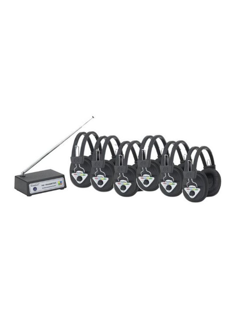 7-Piece Over-Ear Headphones With Transmitter Black/White