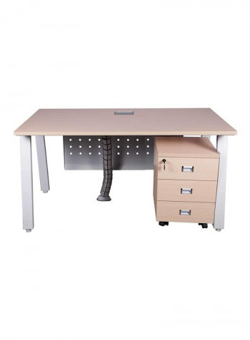 Bentuk Modern Workstation With Drawer Oak/White