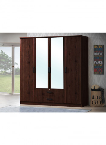 4 Door Raymond Wardrobe Brown 200x56x208cm