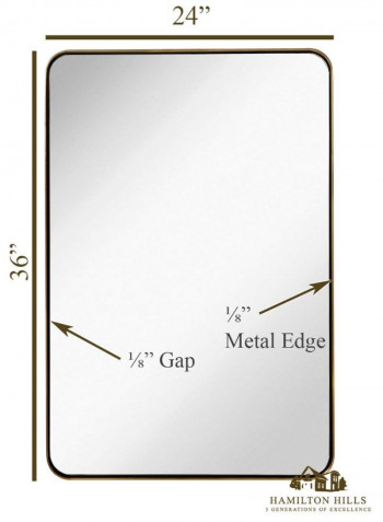 Rounded Corner Wall Mounted Mirror Gold 24 x 36inch