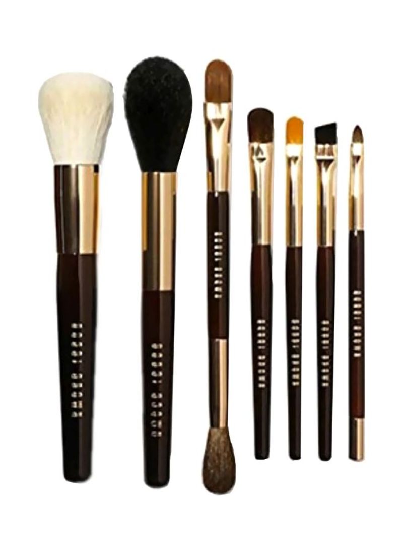 7-Piece Makeup Brush Set Brown/Gold