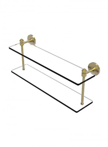 Two Tiered Glass Shelf Gold/Clear 22inch