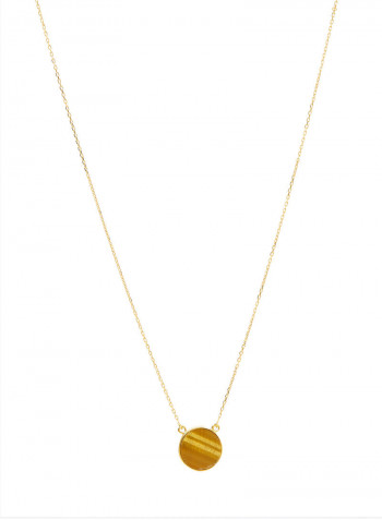 18 Karat Gold Tiger Eye Single Stone Necklace
