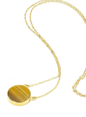 18 Karat Gold Tiger Eye Single Stone Necklace