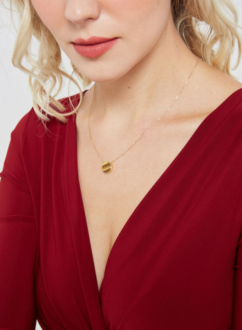 18 Karat Gold Tiger Eye Single Stone Necklace