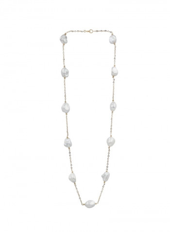 3-Piece 18K Gold Exquisite Design Pearl Necklace With Braclet And Earrings Set