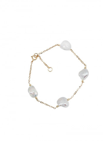 3-Piece 18K Gold Exquisite Design Pearl Necklace With Braclet And Earrings Set