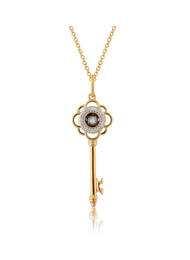 18 Karat Gold Flower Shape Diamond Key Pendant