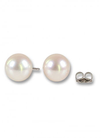 18 Karat White Gold Freshwater Pearl Stud Earrings