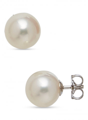 18 Karat White Gold Freshwater Pearl Stud Earrings