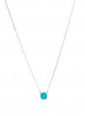 18 Karat White Gold Turquoise Single Stone Necklace