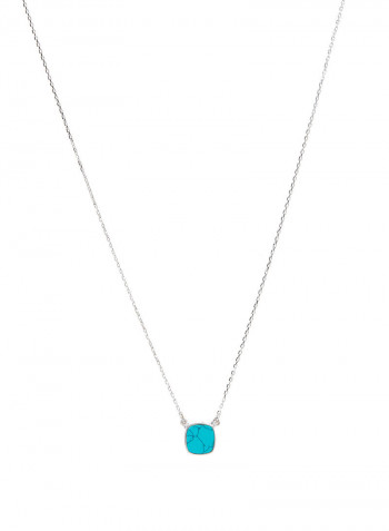 18 Karat White Gold Turquoise Single Stone Necklace