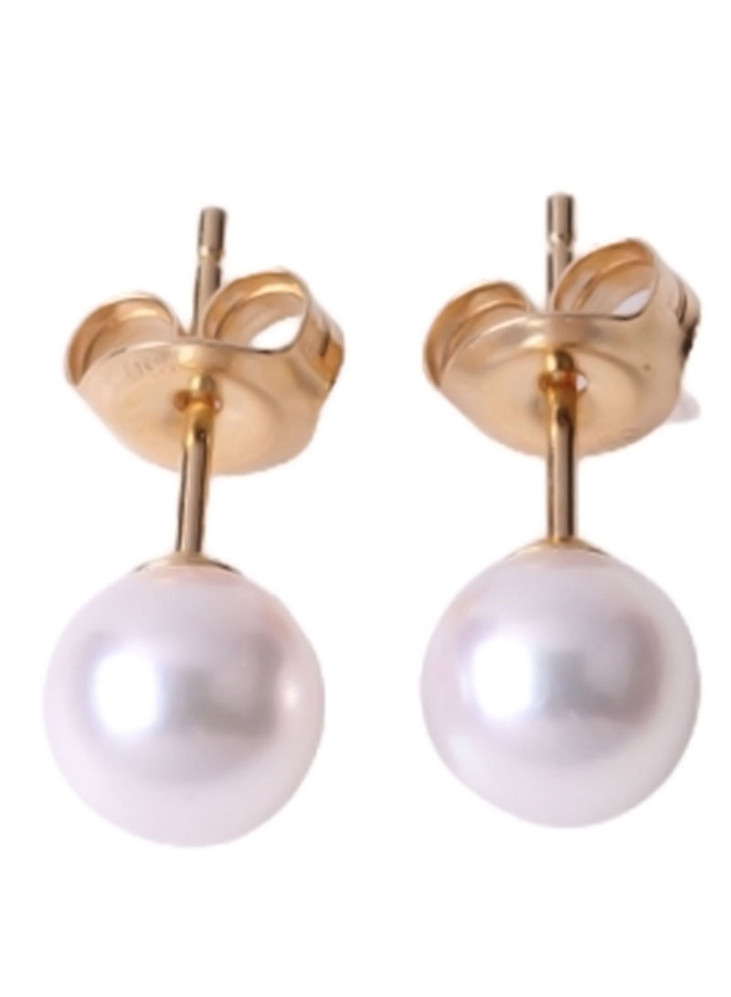 18K Gold Akoya Pearl Stud Earrings