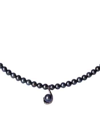 18K White Gold Freshwater Pearl With Diamond Necklace
