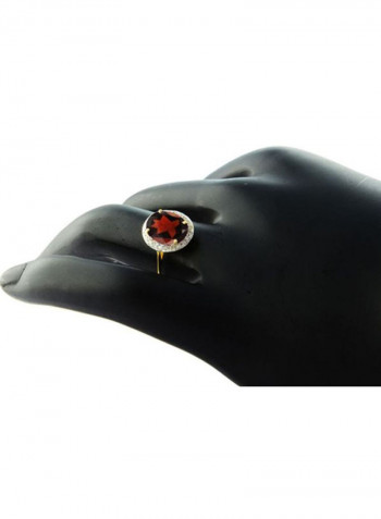 18 Karat Gold Diamond Oval Cut Garnet Ring