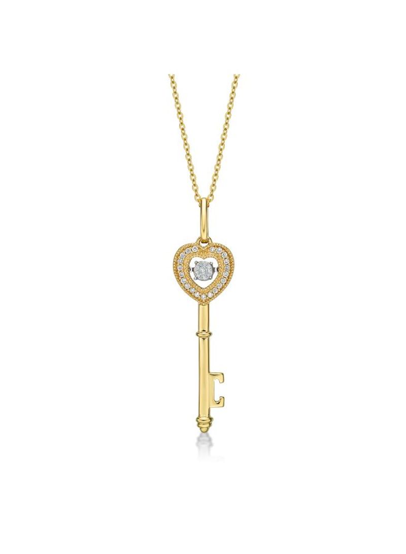 18 Karat Gold Heart Shape Key Pendant with Centre Diamond