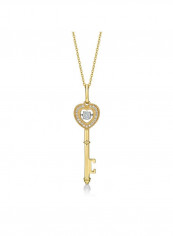18 Karat Gold Heart Shape Key Pendant with Centre Diamond