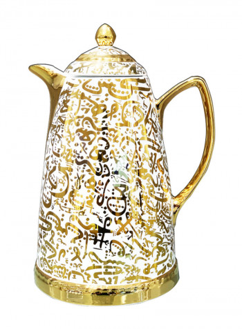 Arabic Letters Printed Thermo Carafe Gold/White 22cm
