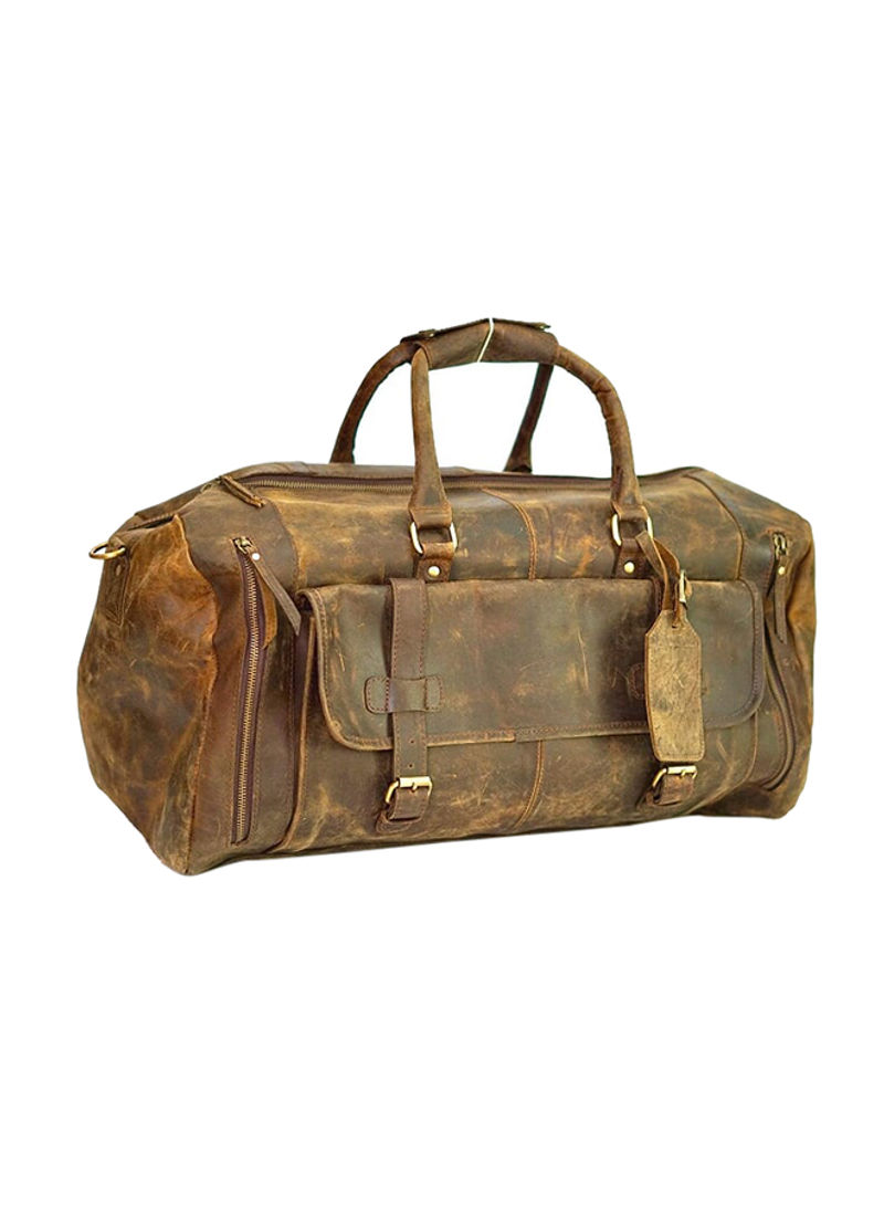 Leather Stylish And Spacious Duffle Bag Brown
