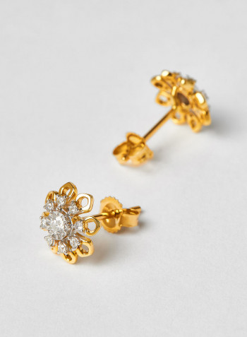 18 Karat Gold Sparkle Blossom Earrings
