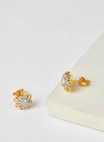 18 Karat Gold Sparkle Blossom Earrings