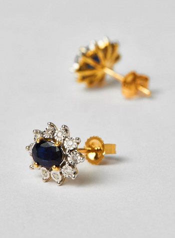 18 Karat Gold Sparkle Diana Sapphire Earrings