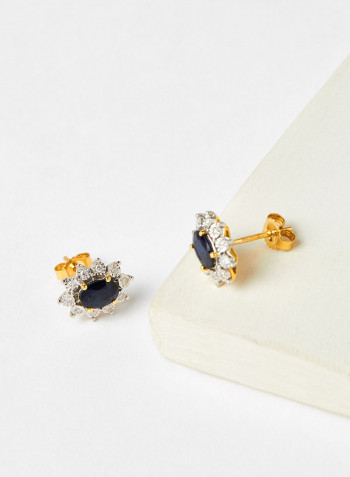 18 Karat Gold Sparkle Diana Sapphire Earrings