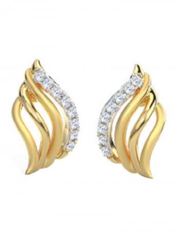 18K Gold Exquisite Design Pave Wave Diamond Stud Earring