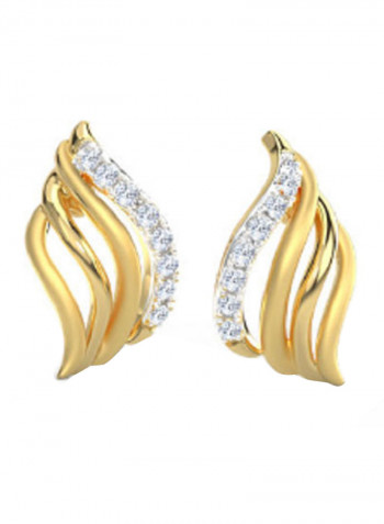 18K Gold Exquisite Design Pave Wave Diamond Stud Earring