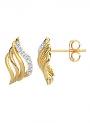 18K Gold Exquisite Design Pave Wave Diamond Stud Earring
