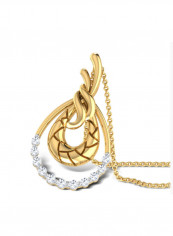 18 Karat Gold Lian Flame Diamond Pendant Necklace