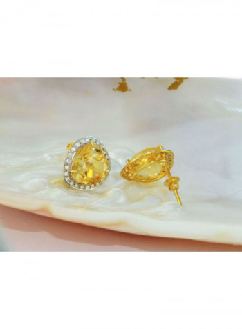 18 Karat Gold Heart Cut Citrine Diamond Earrings