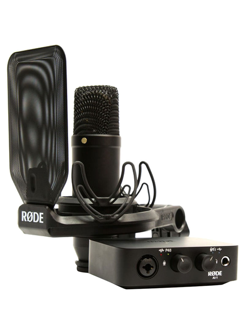 3-Piece Complete Studio Microphone System Set NT1 AI-1 Black
