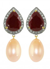 18K Gold Ruby And Pearl Teardrop Earrings reviews 18K Gold Ruby And Pearl Teardrop Earrings